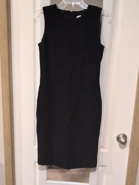 Calvin Klein Black Sleeveless Textured Midi Dress